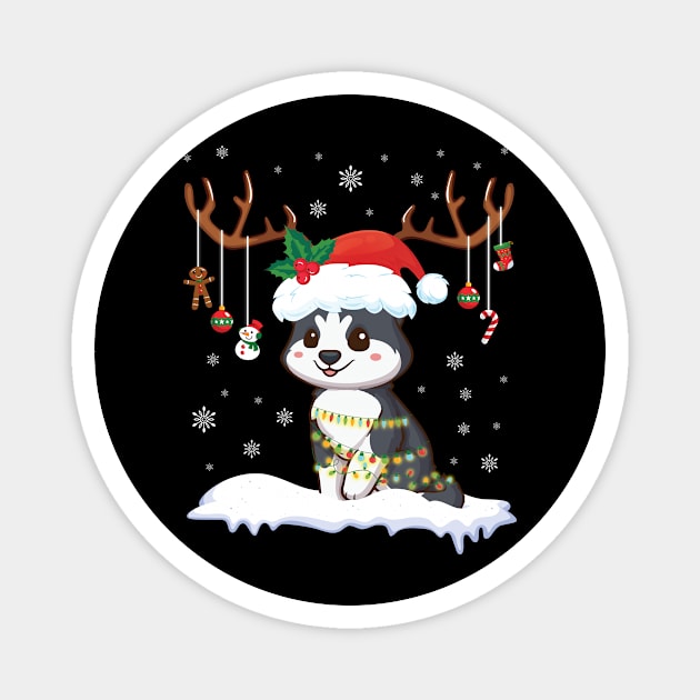 Husky Reindeer Santa Noel Costume Dancing On Snow Merry Xmas Magnet by bakhanh123